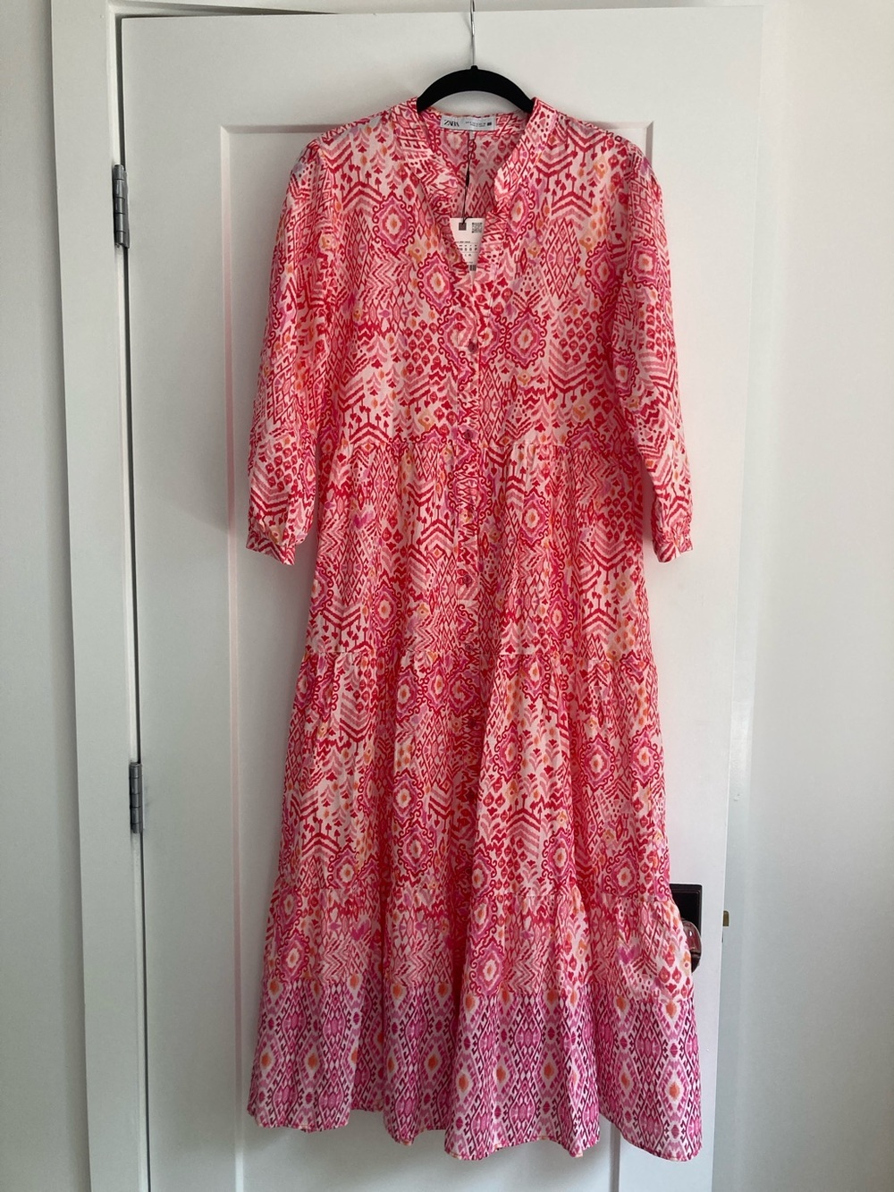 Zara Pink and White Printed Blouse
